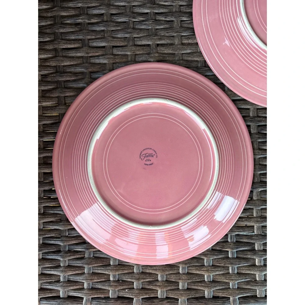 Fiesta Rose Pink Dinner Plates Set of 2 Homer Laughlin China Co 10.5 Inch USA